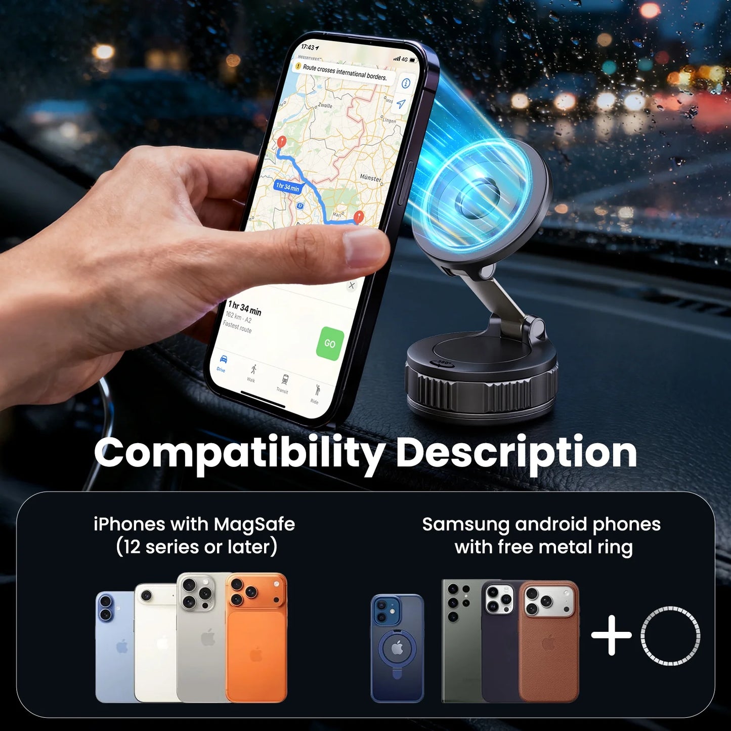 Phone Holders for Your Car -  Mag-Safe Car Mount - 360° Adjustable Phone Mount for Your Car Compatible for Iphone 17 Pro Max 16 15 14 13 12 Air Plus, Car Essentials Accessories