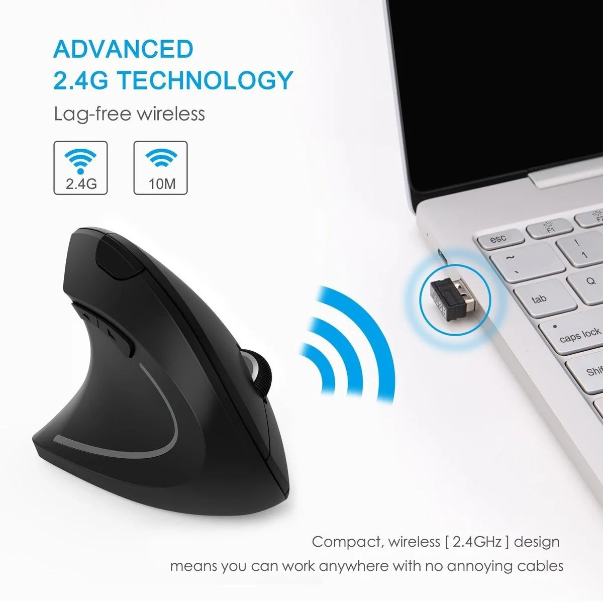 Ergonomic 2.4G Wireless Vertical Mouse for Right and Left-Handed Users - 6D USB Optical Gaming Mouse for Laptop and PC