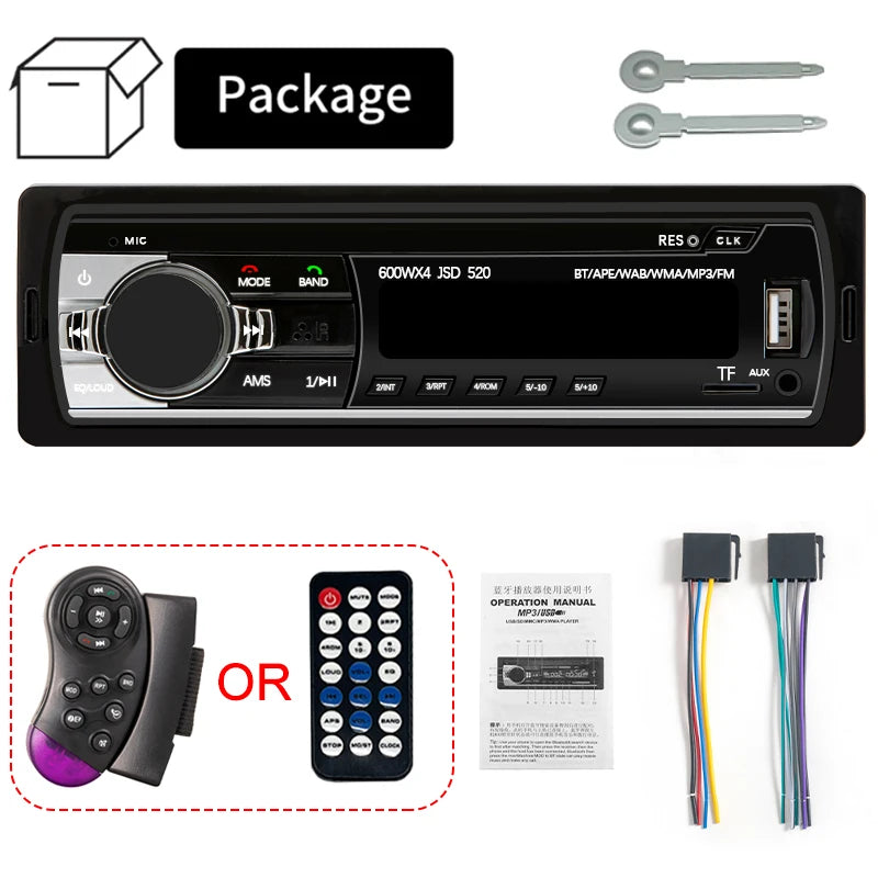 1 DIN Bluetooth Car Stereo with MP3 Player, 60W x 4 FM Radio, USB/SD, and AUX Input