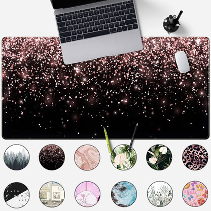 Rose Gold Glitter Extended Desk Mat - XXL Office Mouse Pad (31.5 x 15.7 in) for Women, Gamers, and Professionals - Ideal for Laptops and Keyboards