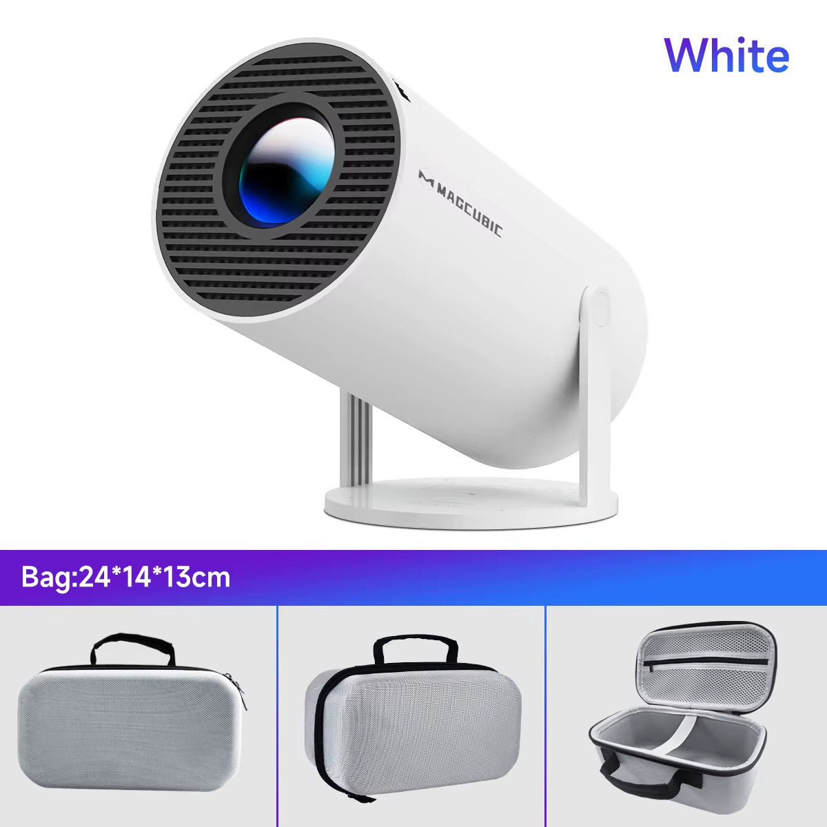 Android 14 8K Portable Projector HY300 Pro - Dual WiFi, 290 ANSI Lumens, 180° Flexibility, Bluetooth 5.0, Ideal for Outdoor Cinema