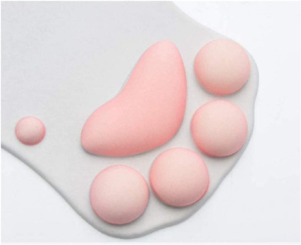 Ergonomic Cat Paw Mouse Pad with Soft Silicone Wrist Support - Non-Slip Design for Office and Gaming (10.7 x 7.8 x 0.9 inches, Gray/White)