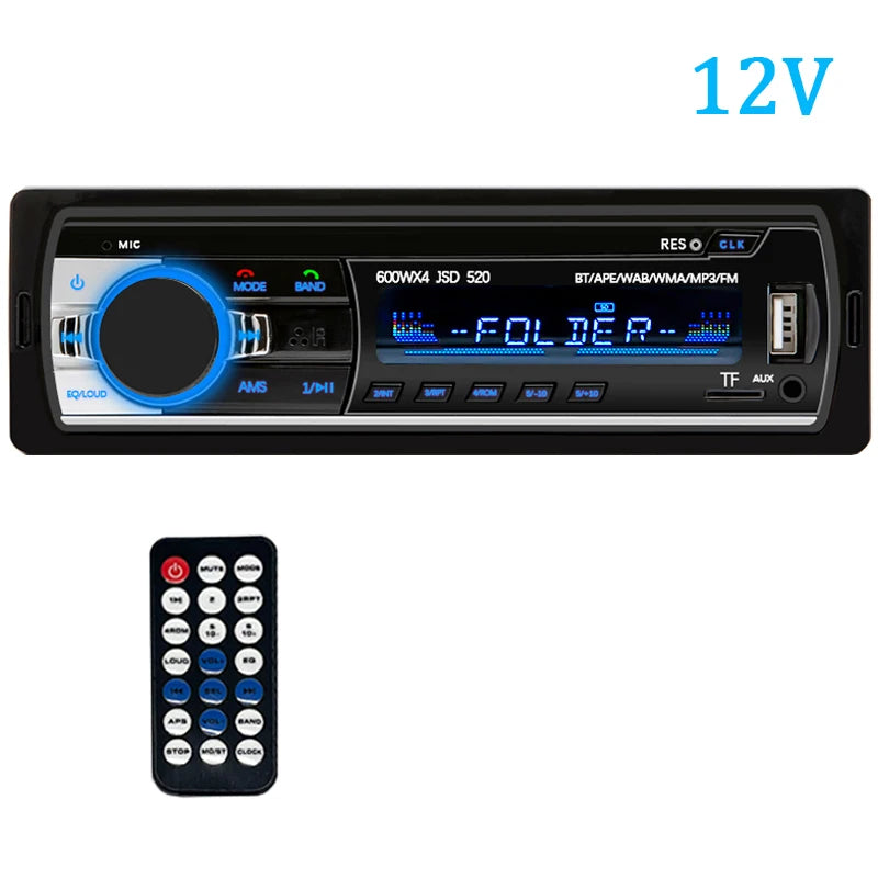 1 DIN Bluetooth Car Stereo with MP3 Player, 60W x 4 FM Radio, USB/SD, and AUX Input