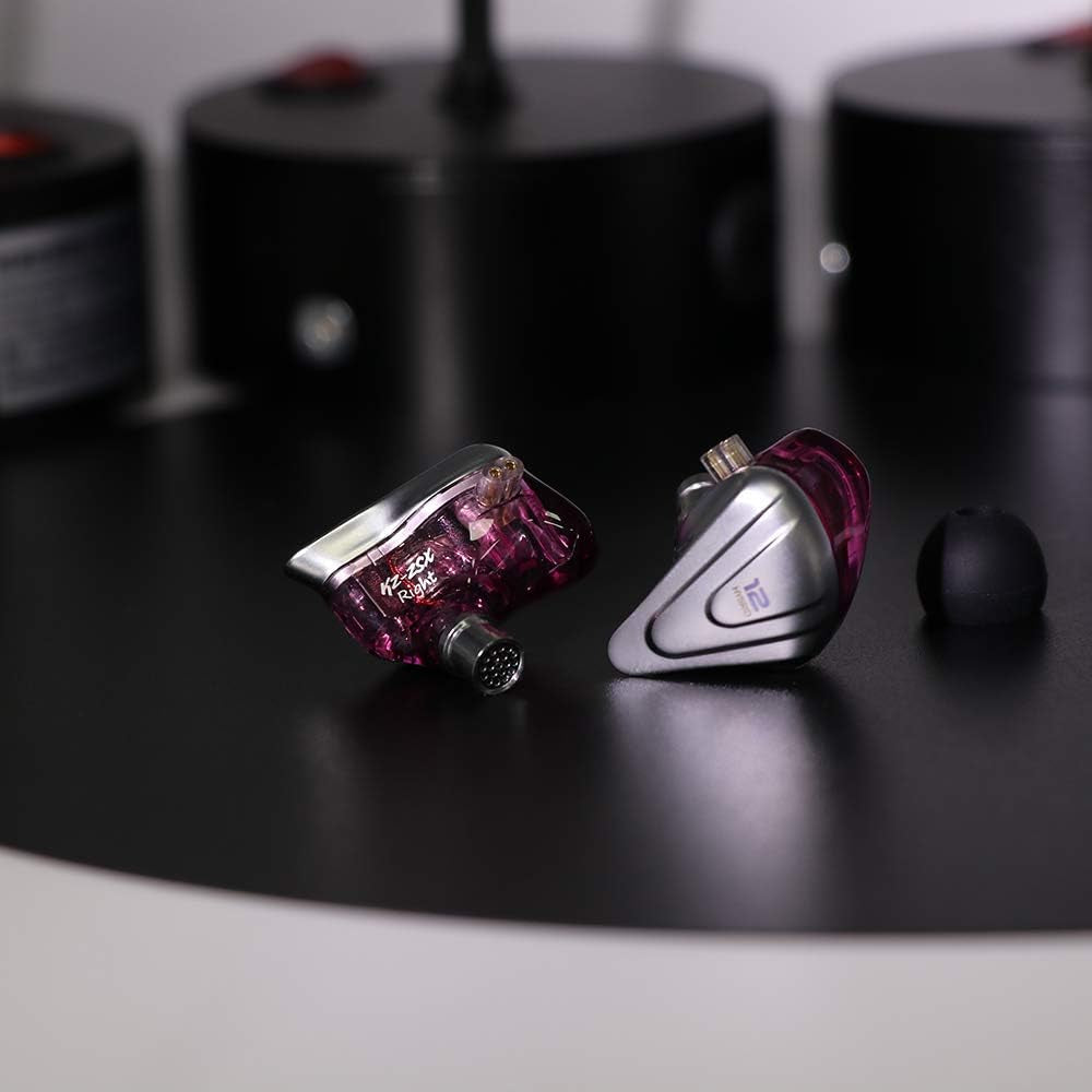 KZ ZSX 5BA+1DD 6-Driver Hybrid In-Ear Hi-Fi Earphones with Zinc Alloy Faceplate and Recessed 2-Pin Detachable Cable for Audiophiles (No Microphone, Purple)