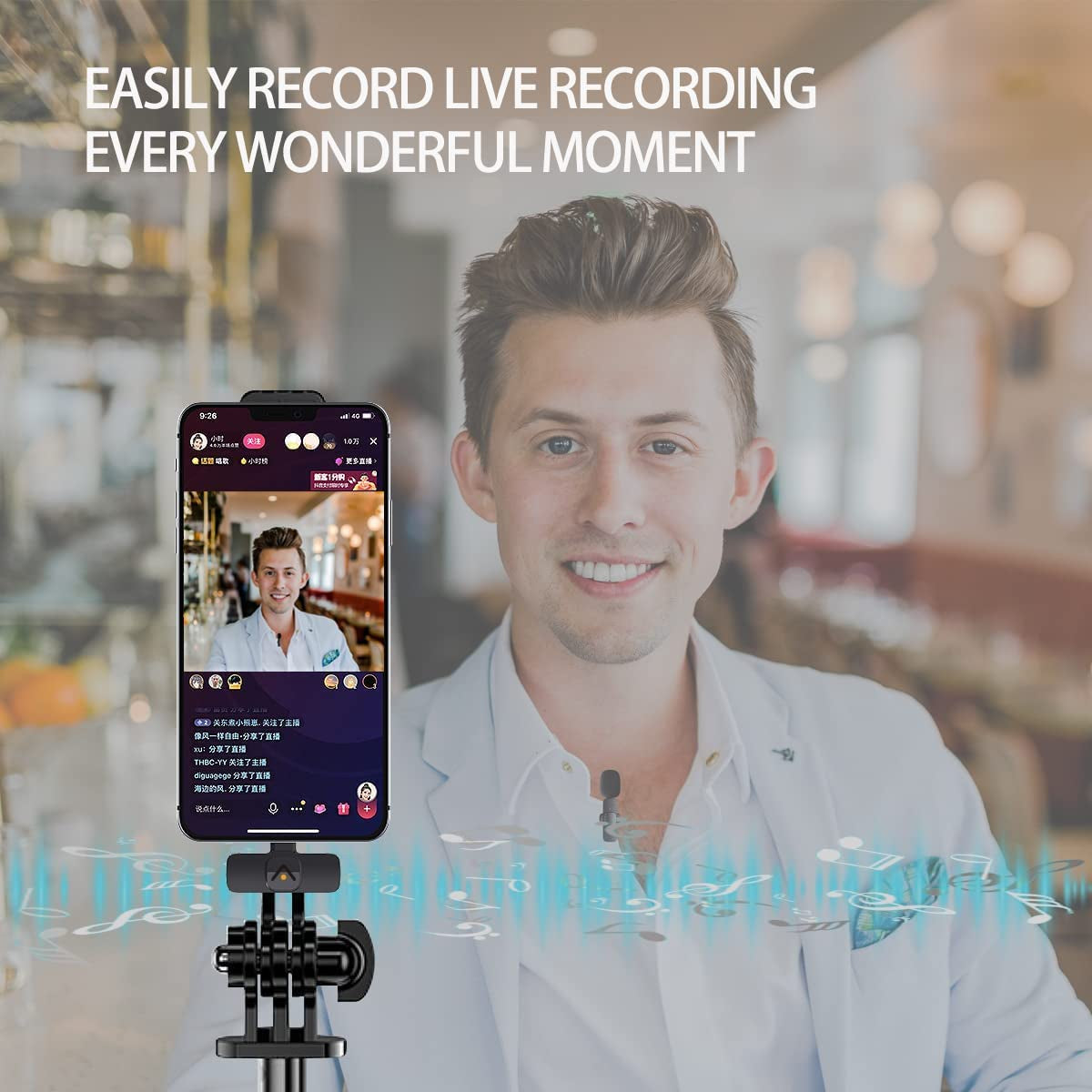 Lavalier Microphone with Intelligent Noise Reduction, Plug-and-Play Compatibility for iOS/Android Devices, No App or Bluetooth Required, 360° Omnidirectional, Extended Battery Life