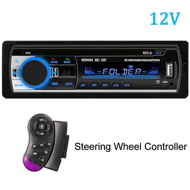 1 DIN Bluetooth Car Stereo with MP3 Player, 60W x 4 FM Radio, USB/SD, and AUX Input