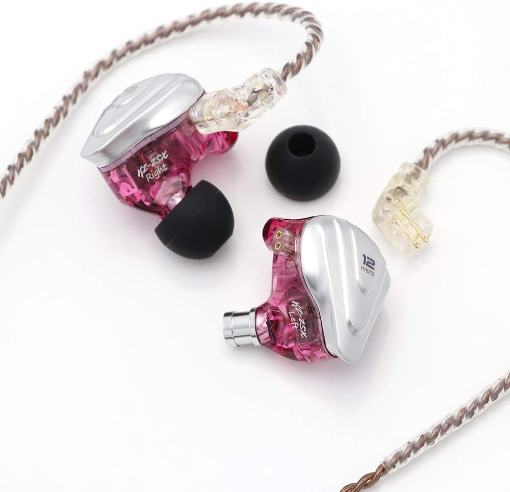 KZ ZSX 5BA+1DD 6-Driver Hybrid In-Ear Hi-Fi Earphones with Zinc Alloy Faceplate and Recessed 2-Pin Detachable Cable for Audiophiles (No Microphone, Purple)