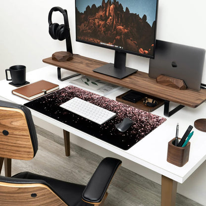 Rose Gold Glitter Extended Desk Mat - XXL Office Mouse Pad (31.5 x 15.7 in) for Women, Gamers, and Professionals - Ideal for Laptops and Keyboards
