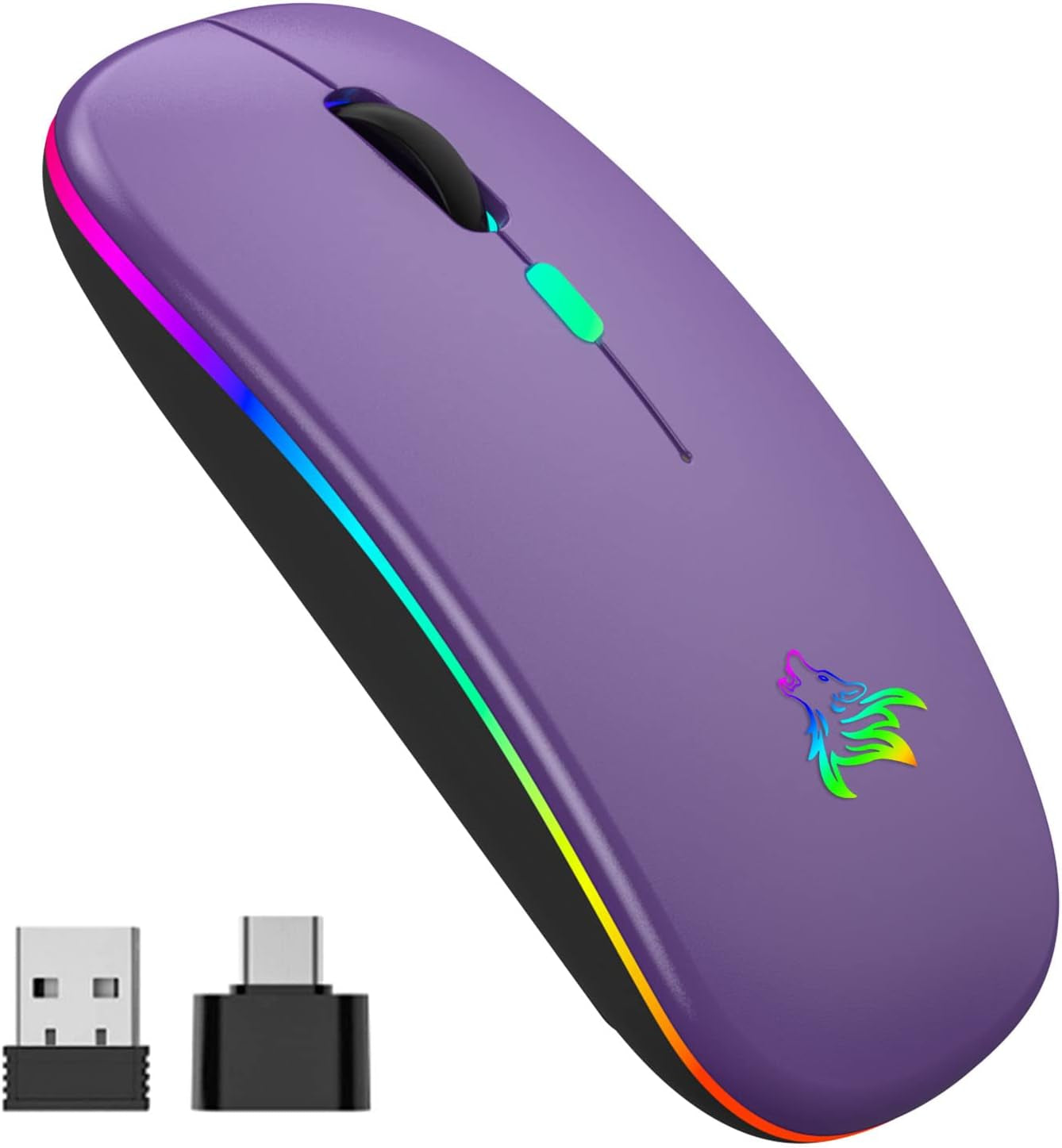 Rechargeable Wireless Optical Mouse with USB Receiver - Slim, Silent, and Portable 2.4G Design for Laptops, Notebooks, and Desktops